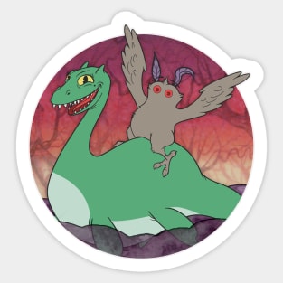 Mothman and Nessie (A Lil' Spooky) Sticker